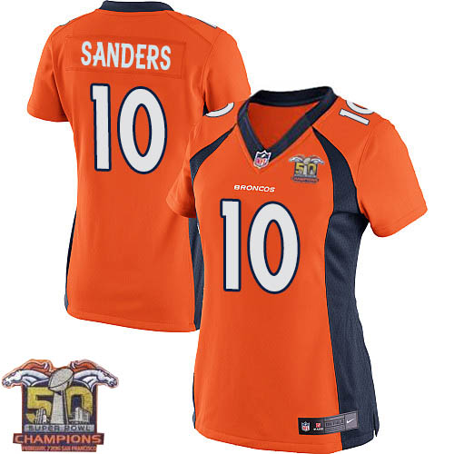 Women's Elite Emmanuel Sanders Super Bowl 50 Champions Nike Jersey Orange Home - #10 NFL Denver Broncos